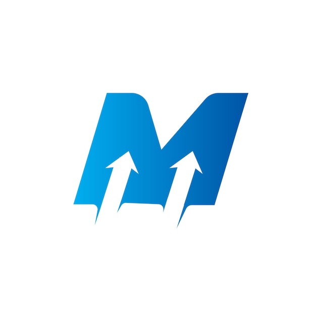 letra m con plantilla de diseño de logotipo de flecha