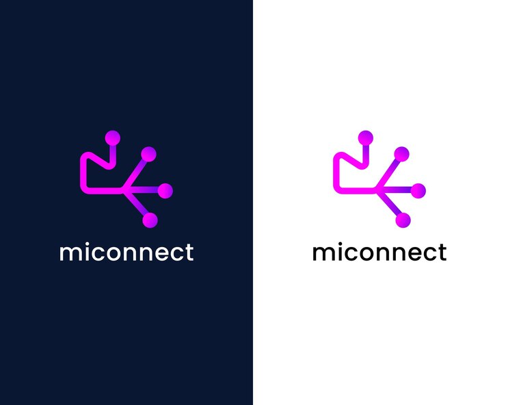 Vector letra m con plantilla de diseño de logotipo de tecnología