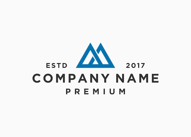 letra m con plantilla de ilustración vectorial de diseño de logotipo de montaña