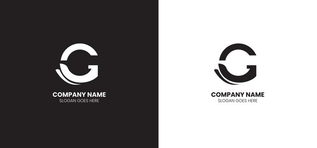 Letra de mano G Diseño de logotipo en blanco y negro
