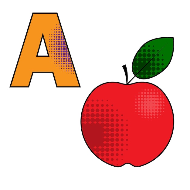 La letra una manzana del alfabeto. ilustración vectorial