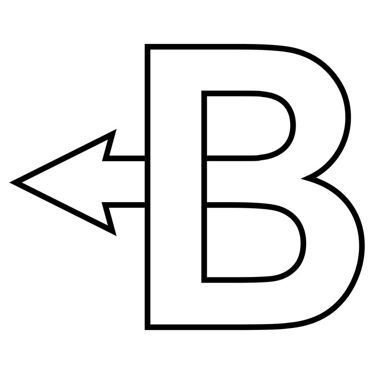 Vector letra mayúscula b flecha hacia atrás flecha hacia adelante b concepto del logotipo