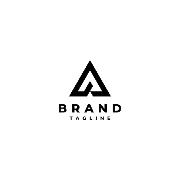 Letra A minimalista en diseño de logotipo en forma de triángulo. Plantilla de logotipo geométrico simple letra A delta.