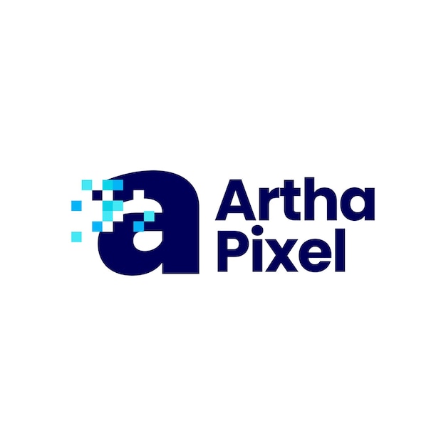 Una letra minúscula pixel marca digital 8 bit logo vector icono ilustración