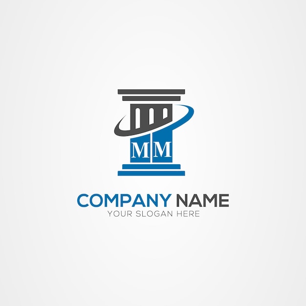 Letra MM o M Elementos del logotipo del bufete de abogados de justicia creativa