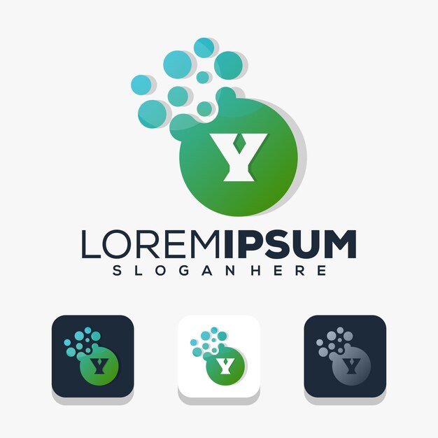 letra y moderna con diseño de logotipo de punto