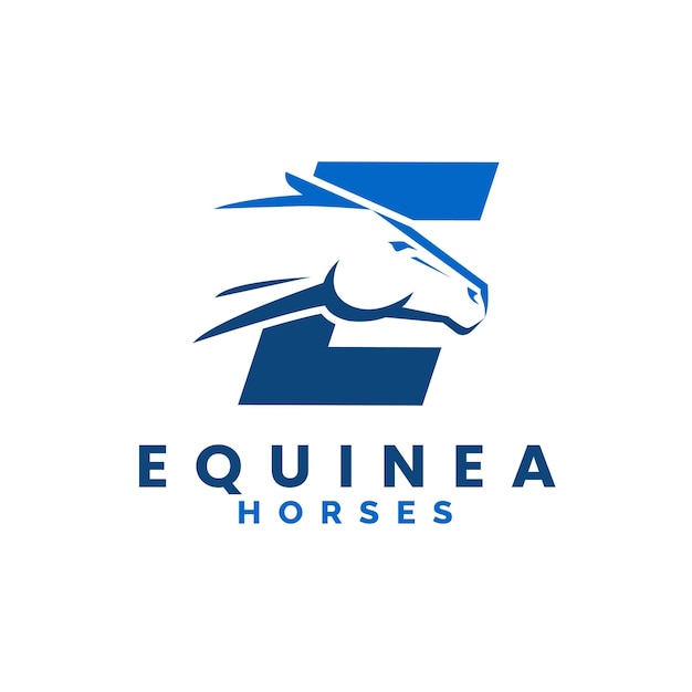 Vector la letra moderna e monograma del logotipo de la cabeza de caballo la letra e del logotipo del caballo el logotipio de la cabeza del caballo