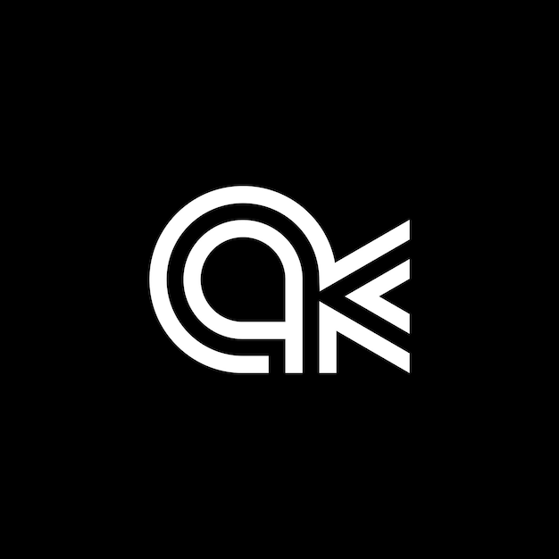 letra moderna y elegante logotipo inicial QK o KQ