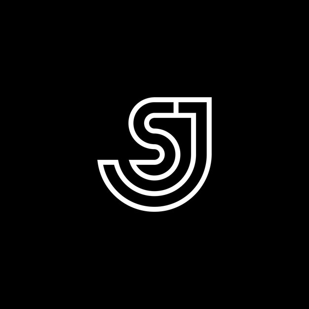 letra moderna y elegante logotipo inicial SJ o JS