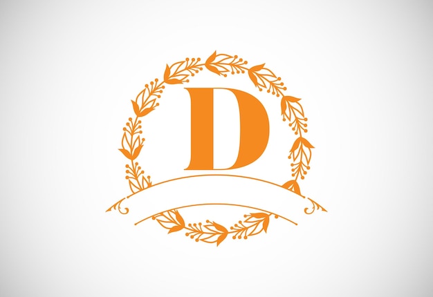 Letra del monograma del alfabeto floral D Iniciales del monograma para invitaciones de boda tarjetas de felicitación logotipos carteles y otros diseños