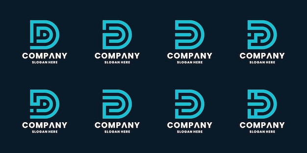 Letra de monograma creativo D, inspiración para el diseño del logotipo P