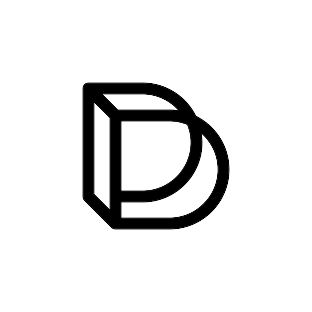 letra monograma D con diseño de logotipo de línea de vista 3D