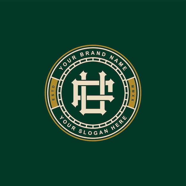 Letra de monograma FU o UF con diseño de insignia de estilo interlock para ropa de marca ropa de calle