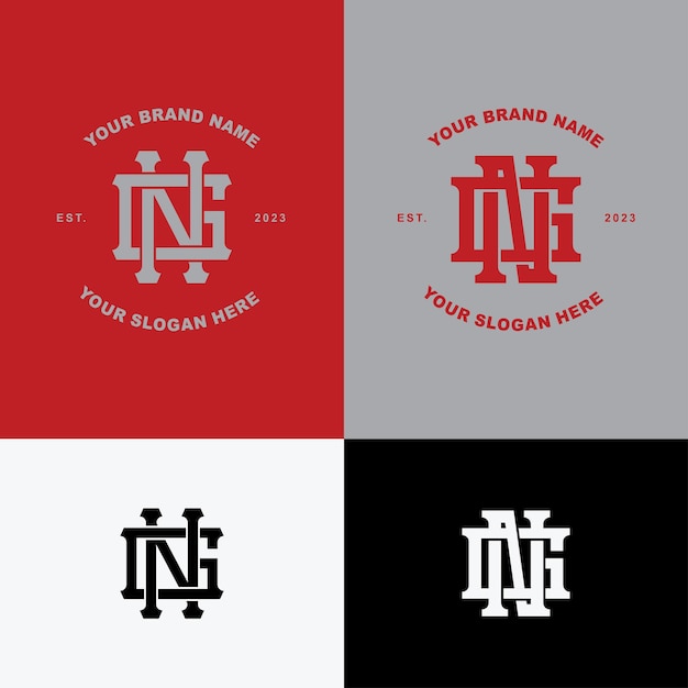 Letra de monograma GN o NG con estilo de interbloqueo bueno para ropa de marca ropa de calle