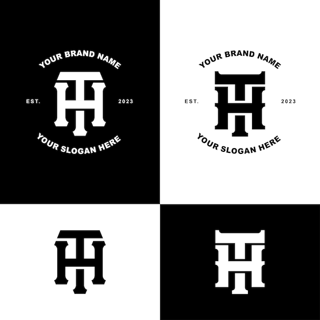 Vector letra monograma ht o th con estilo entrelazado, bueno para ropa de marca, ropa de calle