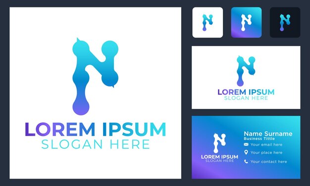 Letra de monograma inicial n Plantilla de diseño de logotipo de concepto de tecnología creativa