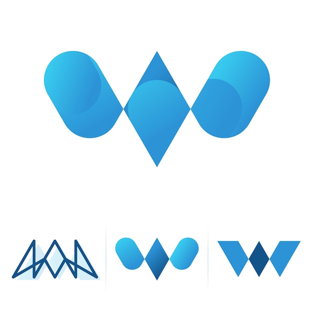 Letra de monograma inicial w vector de diseño de logotipo de barra diagonal moderna