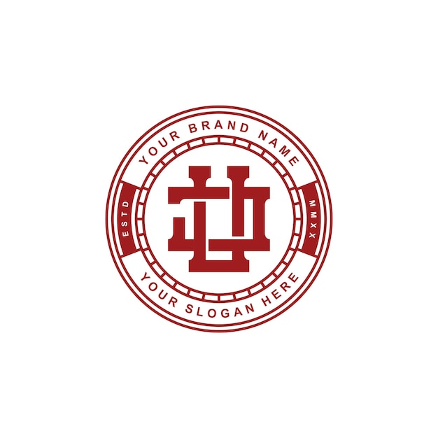 Letra monograma JU o UJ con diseño de insignia de estilo entrelazado para ropa de marca, ropa de calle