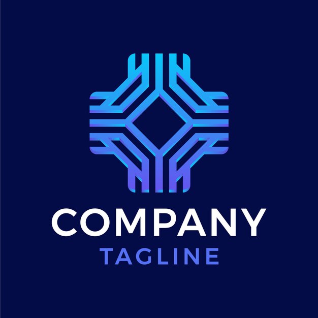 Letra monoline geométrica moderna abstracta O más diseño de logotipo degradado azul