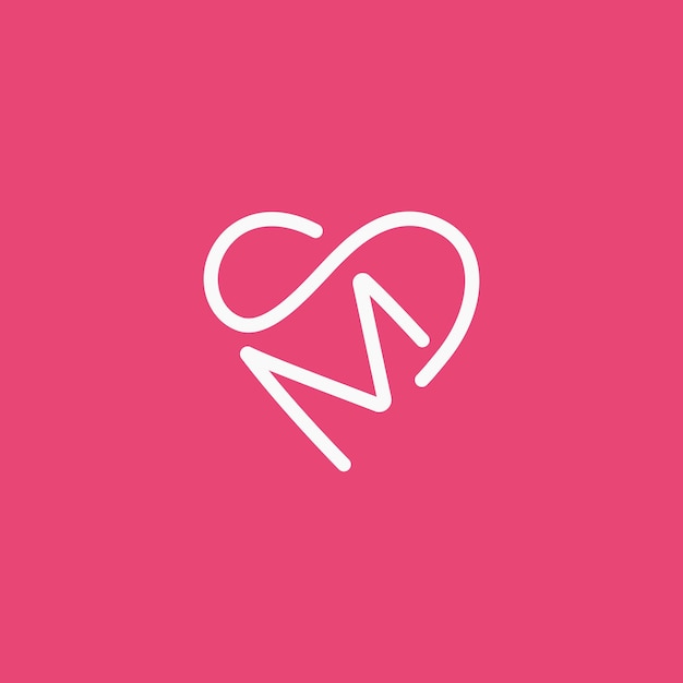 La letra MS SM es el logotipo del amor Monograma icono de forma de corazón ilustración vectorial