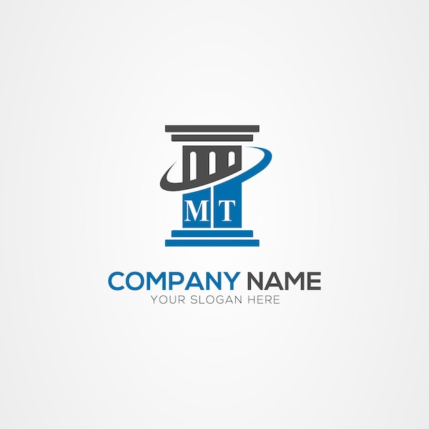 Letra MT o TM Elementos del logotipo del bufete de abogados de justicia creativa
