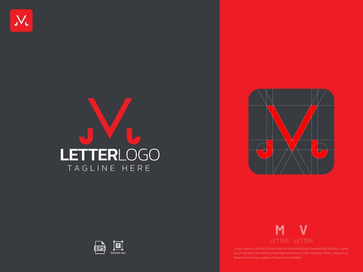 Vector letra mv monograma logotipo inicial geométrico moderno degradado cuadrícula logotipo