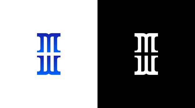 Letra mw y pilar logo vector monograma blanco y negro icono estilo plantilla de diseño