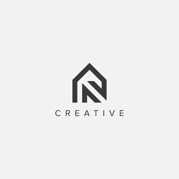 Letra N abstracta con plantilla de logotipo de la casa