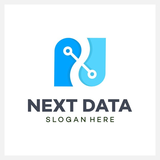Letra N del diseño del logotipo de Techno Data