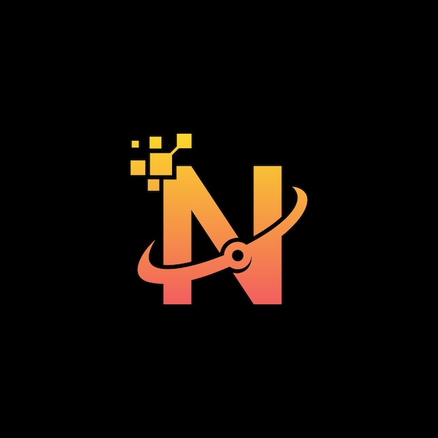 La letra N es la plantilla de diseño del logotipo N es el logotipo de la tecnología N es el vector de la tecnología