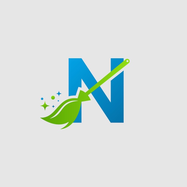 Letra N para limpieza servicio limpio N con plantilla vectorial de icono de logotipo limpio