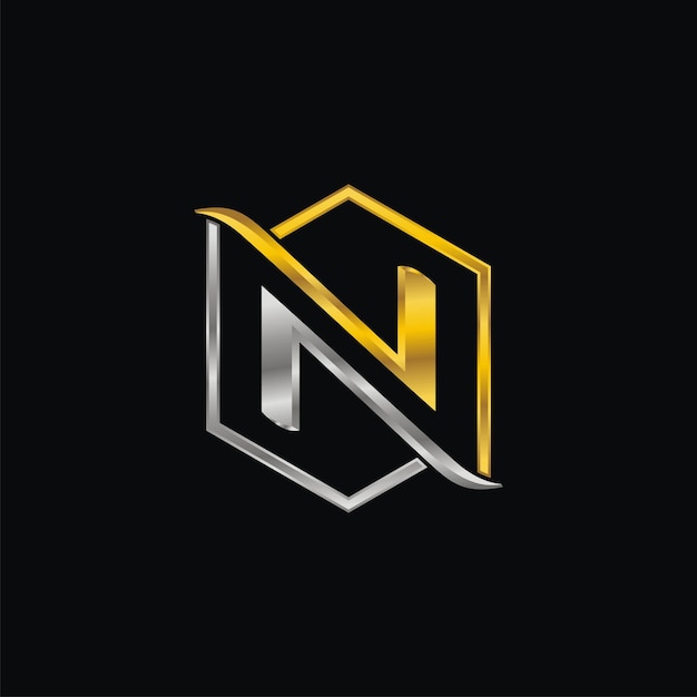Letra n logotipo de lujo