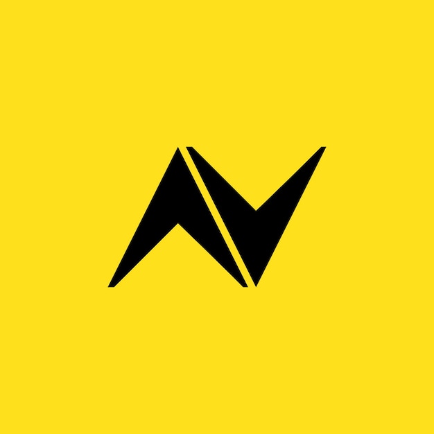 letra n logotipo de símbolo de ángulo agudo, fondo amarillo.