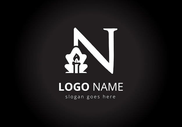 letra N monograma alfabeto con vela Diseño de logotipo plantilla vectorial