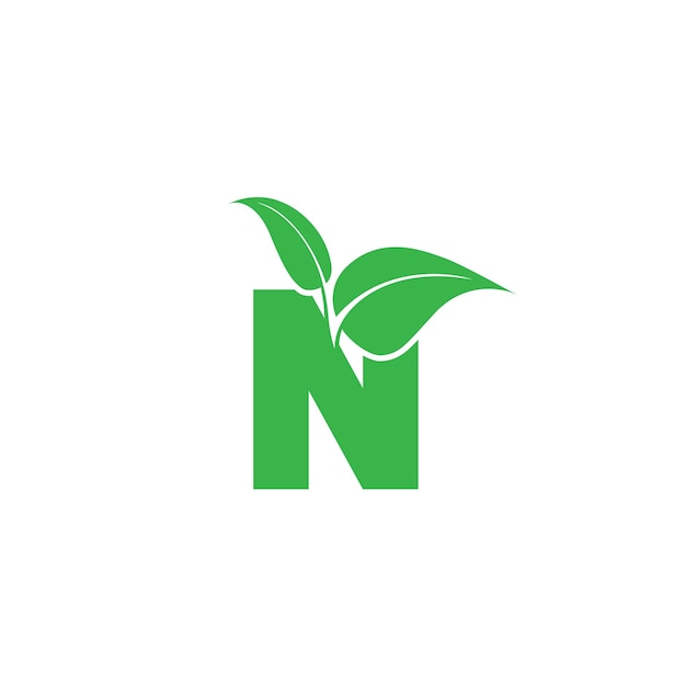 Letra N con plantilla vectorial del logotipo de Leafs