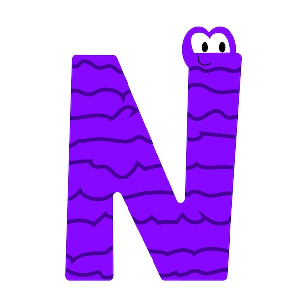 La letra N. Símbolo del alfabeto monstruo. Aislado sobre fondo blanco. ilustración vectorial