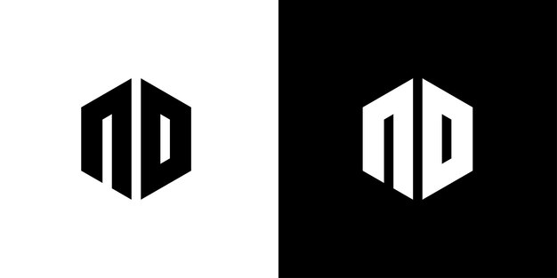 Letra ND polígono Diseño de logotipo minimalista y profesional hexagonal sobre fondo blanco y negro