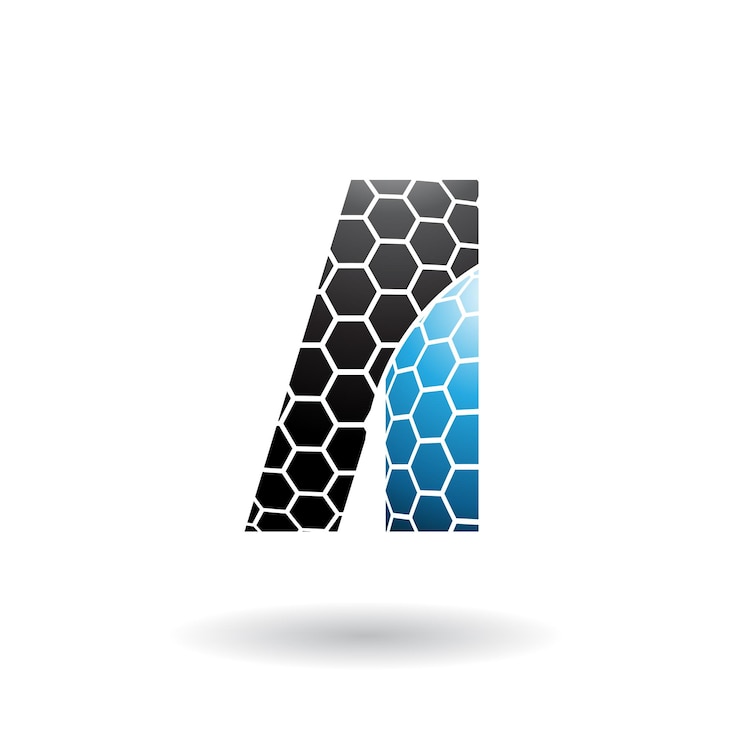 Vector letra a negra y azul con patrón de panal ilustración vectorial