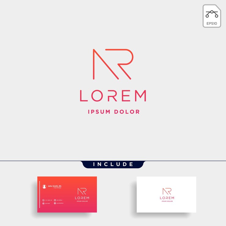 Vector letra nr ar rn diseño de logotipo simple vector elegante