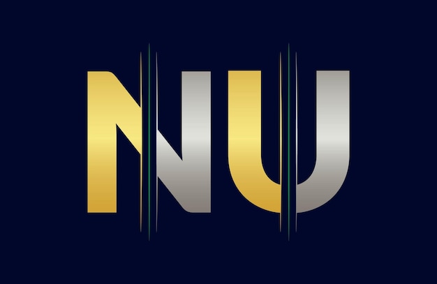 letra NU logotipo colorido en el círculo Ilustración del logotipo vectorial