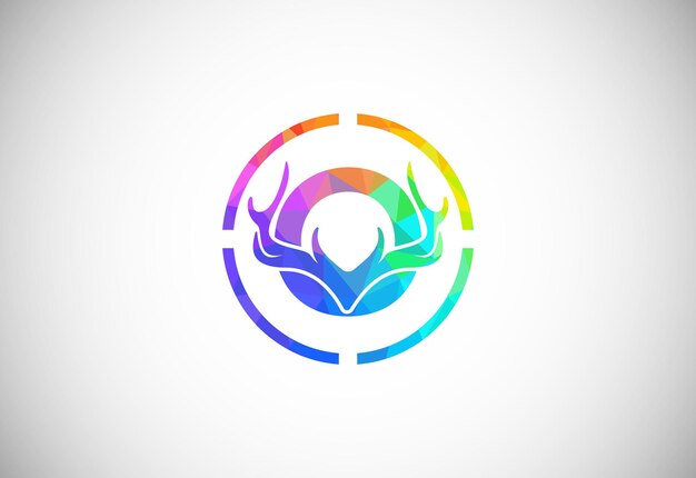Letra O con astas de ciervo en forma de objetivo logotipo de estilo poligonal Símbolo de inspiración de caza para la identidad empresarial corporativa