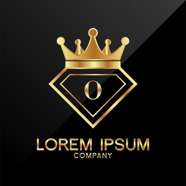 Vector letra o corona golden premium logo design