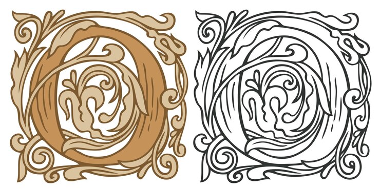 Vector letra o con decoraciones barrocas