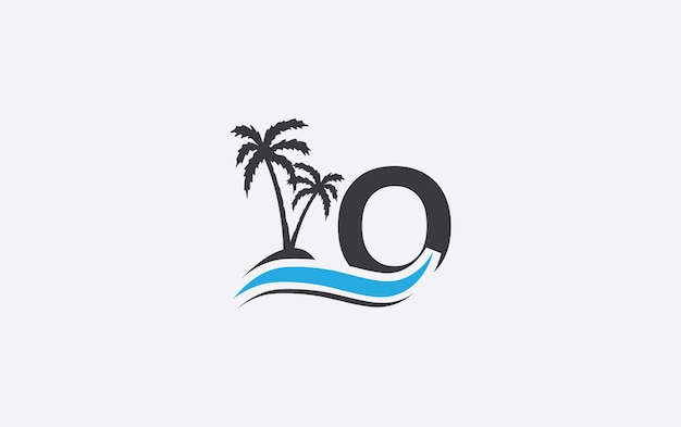 La letra O del logotipo con la palmera La letra O El icono de la ola de agua