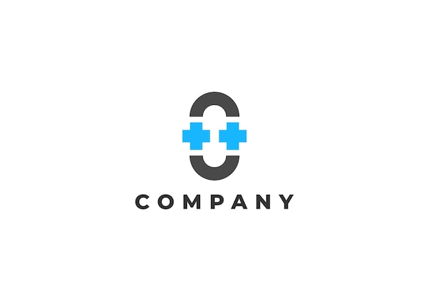 letra o con el logotipo del símbolo del hospital doble más