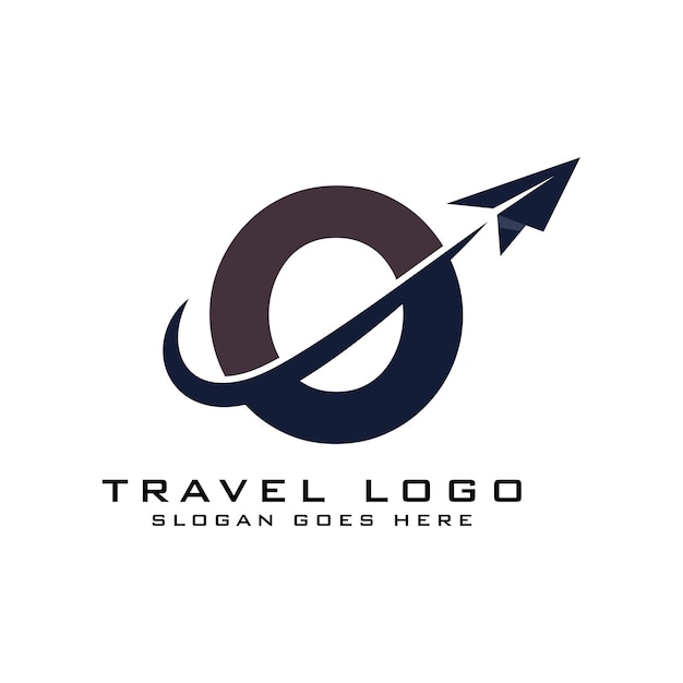 Letra O Logotipo de viaje Alfabeto O Ícono de avión para agencia de viajes