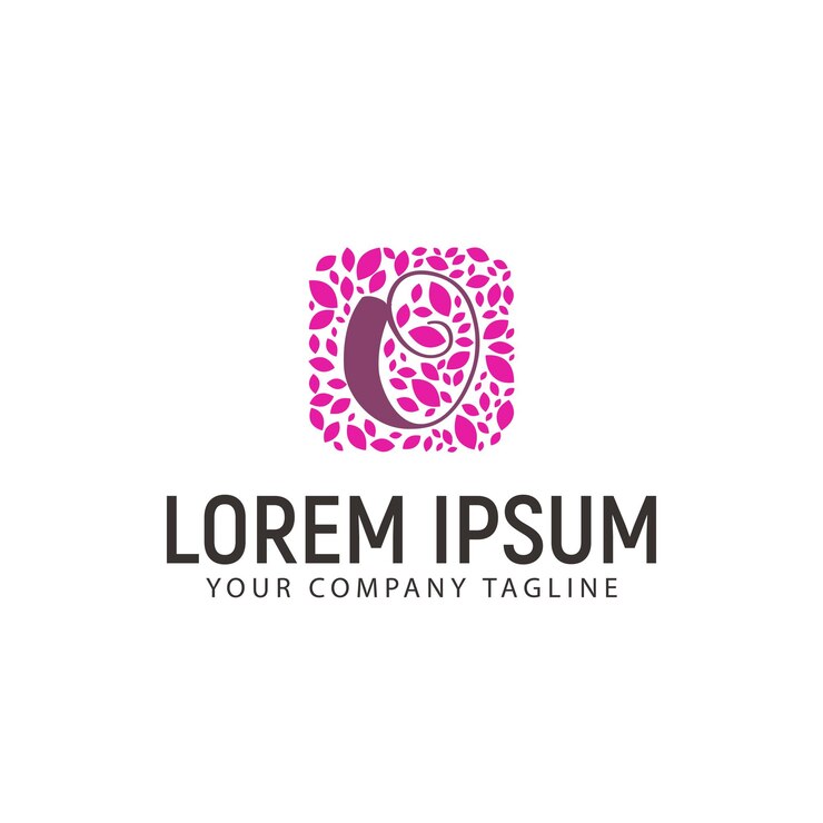 Vector letra o con plantilla de concepto de diseño de belleza de boda de logotipo de decoración de hojas