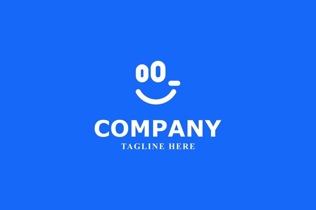letra o sonrisa y feliz logotipo mínimo