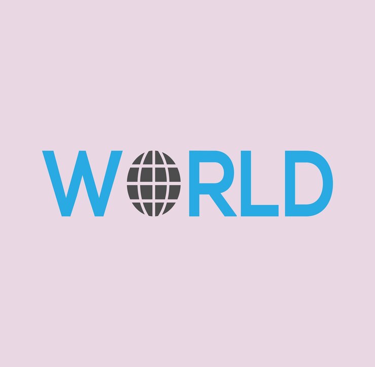 Vector la letra o de la tipografía retro groovy es reemplazada por el logotipo de la marca mundial