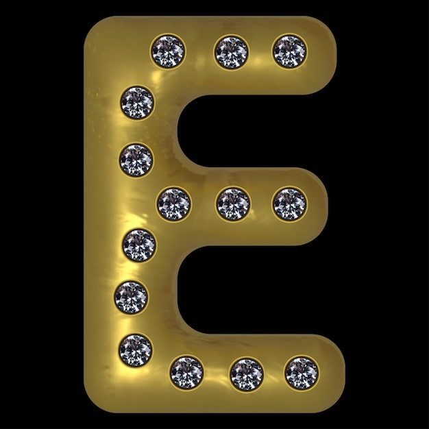 Vector letra de oro con incrustaciones de piedras preciosas. alfabeto de oro. ilustración vectorial